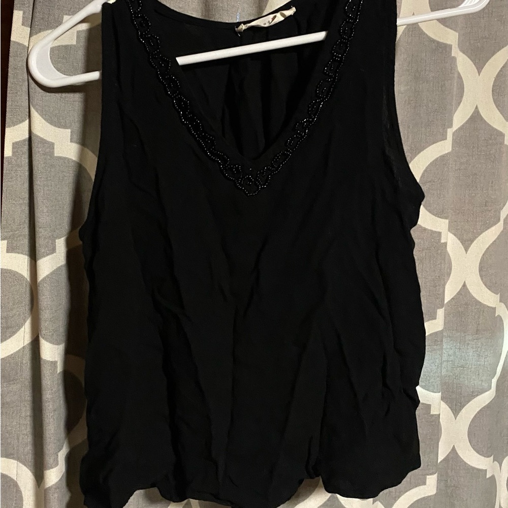 Women’s black V neck tank top
